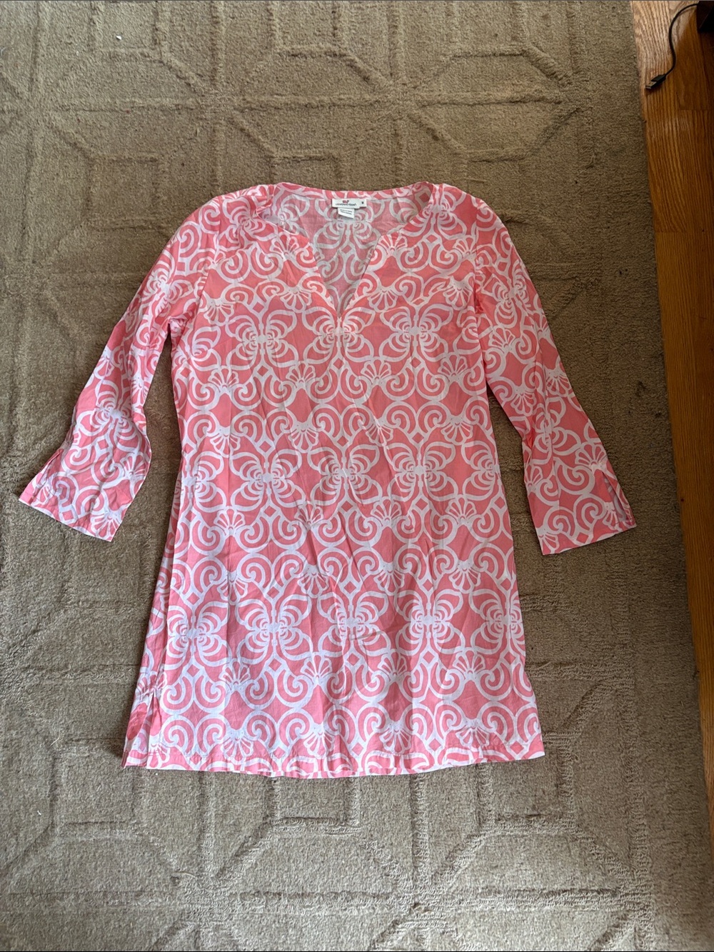 Vineyard Vines Women's Pink Patterned Tunic Top